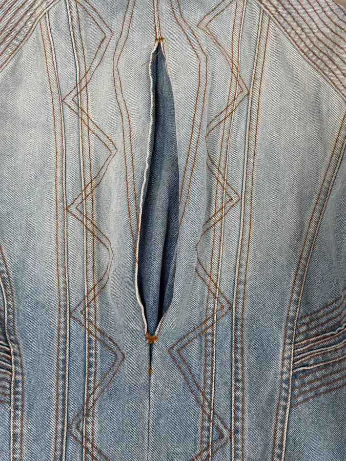 FW2002 Roberto Cavalli Geometrical Blue Denim Jacket cpvZJgp 8