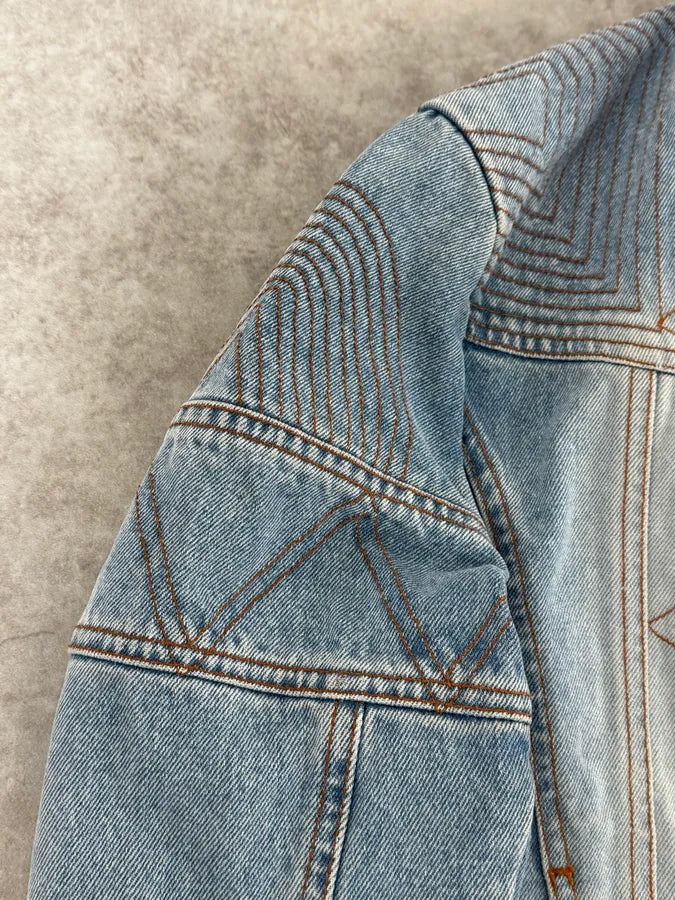 FW2002 Roberto Cavalli Geometrical Blue Denim Jacket cpvZJgp 7