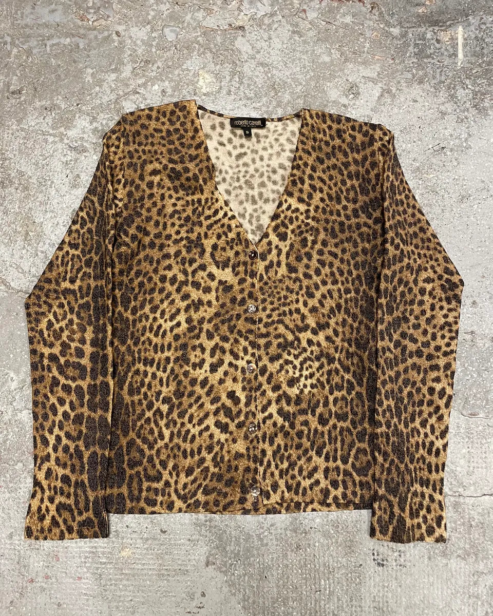 FW2002 Roberto Cavalli Leopard Effect Cardigan (S) xotRgTL 0
