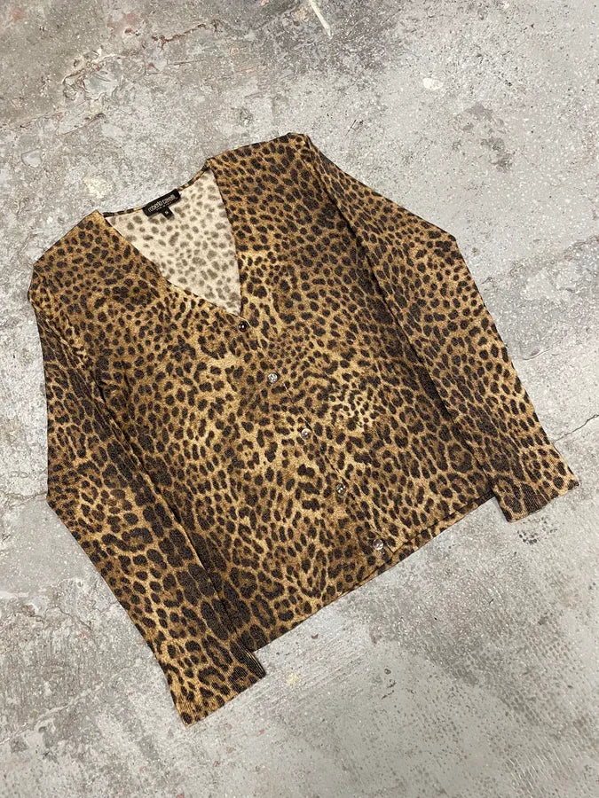 FW2002 Roberto Cavalli Leopard Effect Cardigan (S) xotRgTL 1