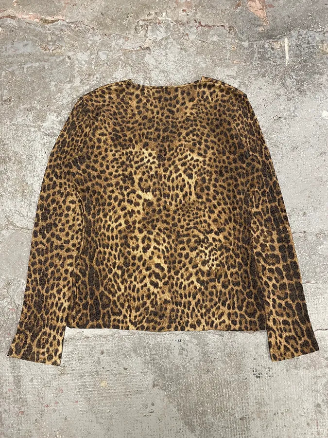 FW2002 Roberto Cavalli Leopard Effect Cardigan (S) xotRgTL 2