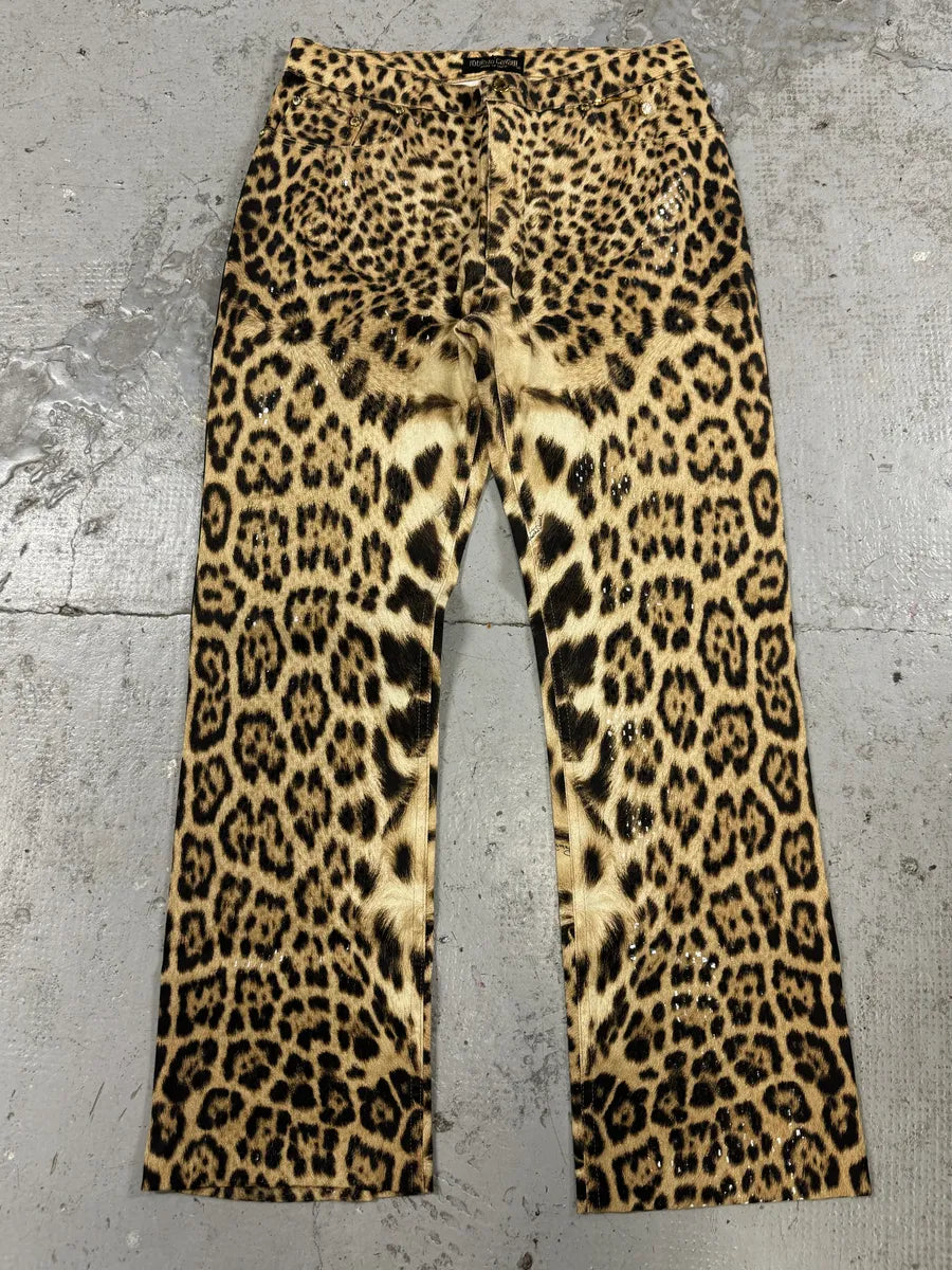FW2002 Roberto Cavalli Leopard Print Savage Pants cPWBDxP 0