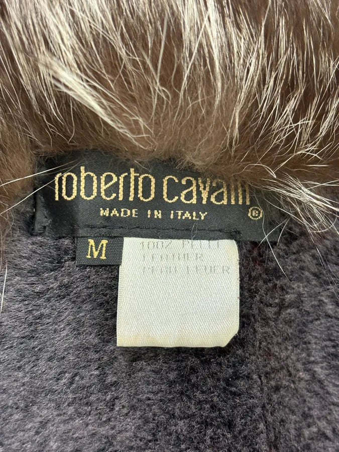 FW2002 Roberto Cavalli Orange Fox Fur Shearling Leather Jacket LNlKGMG 6