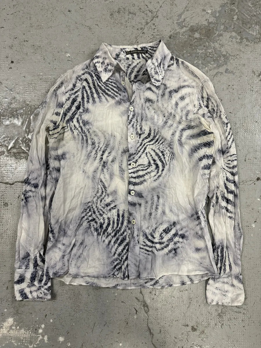 FW2002 Roberto Cavalli Safari White Zebra Shirt (M) ajJpEXB 0
