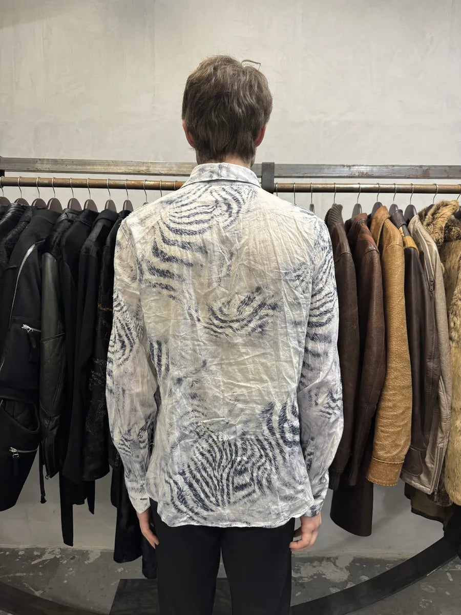 FW2002 Roberto Cavalli Safari White Zebra Shirt (M) ajJpEXB 2