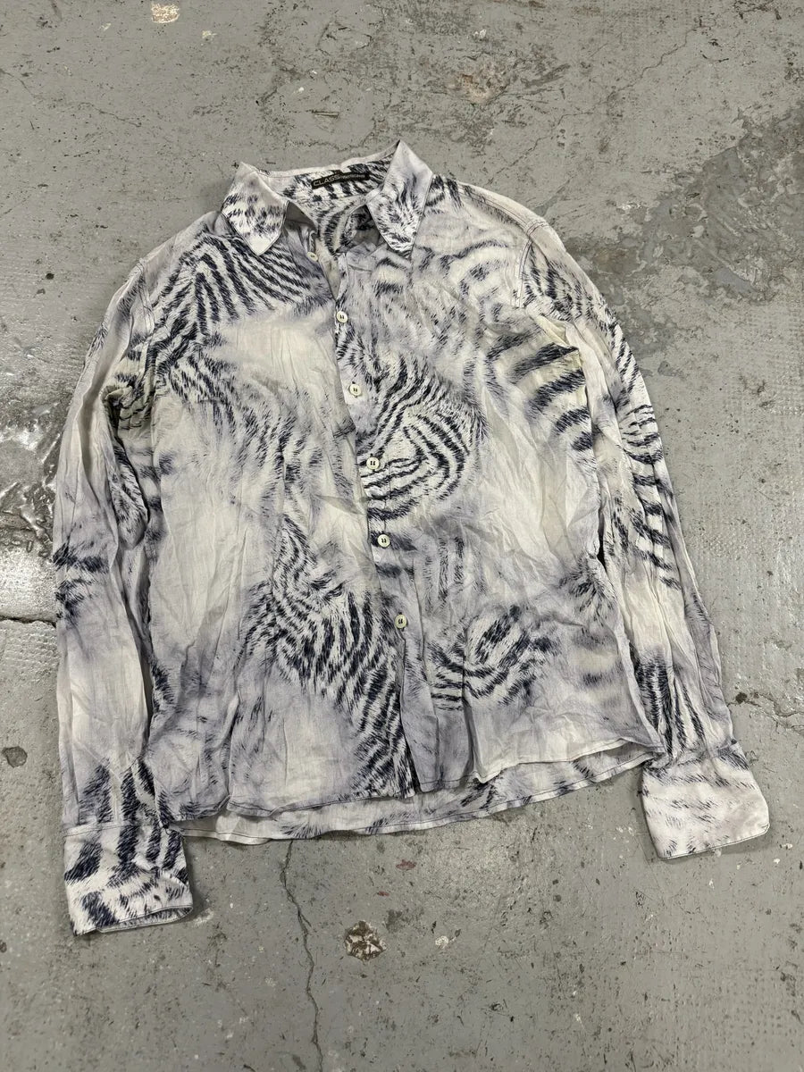 FW2002 Roberto Cavalli Safari White Zebra Shirt (M) ajJpEXB 5
