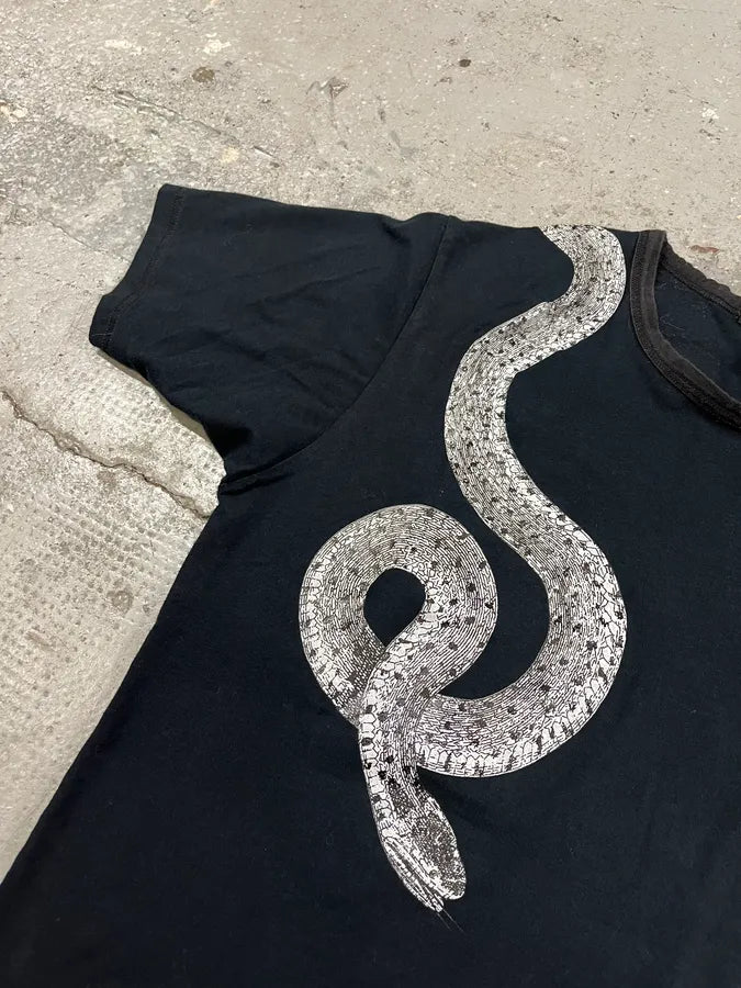 FW2002 Roberto Cavalli Snake Graphic Black Tee-Shirt (S) 1