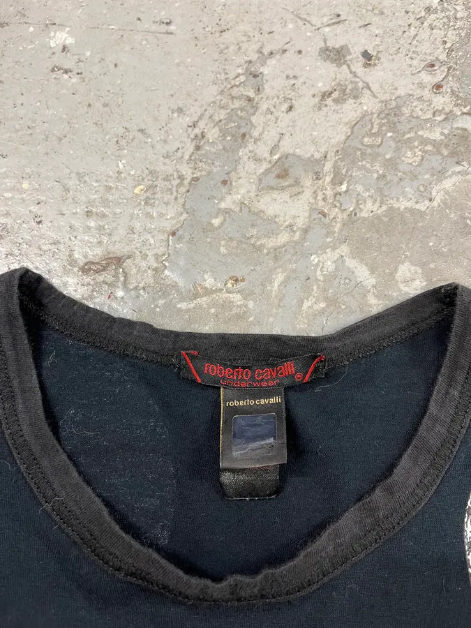 FW2002 Roberto Cavalli Snake Graphic Black Tee-Shirt (S) 3