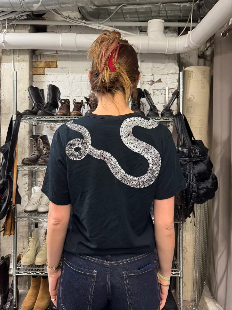 FW2002 Roberto Cavalli Snake Graphic Black Tee-Shirt (S) 8