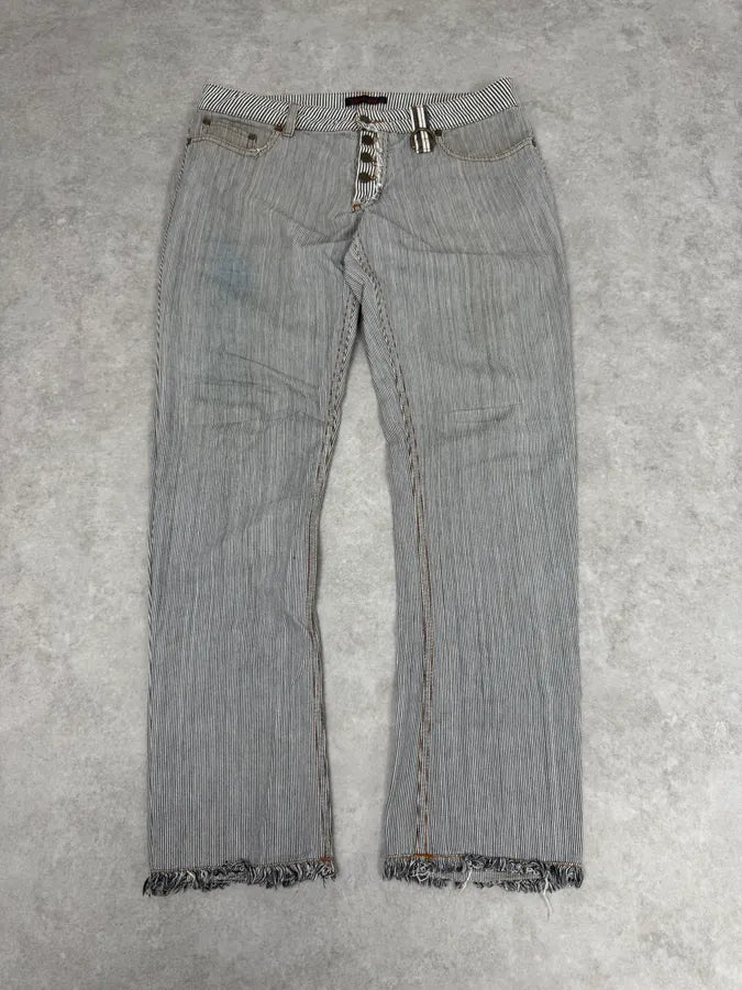 FW2002 Roberto Cavalli Stripes White & Blue Pants OACyzAw 0