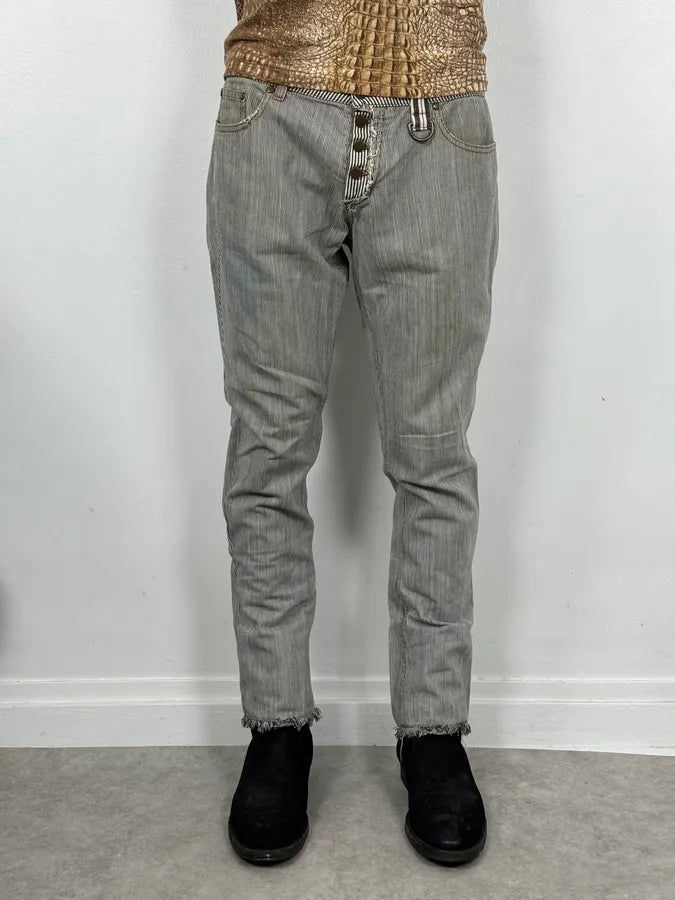 FW2002 Roberto Cavalli Stripes White & Blue Pants OACyzAw 1