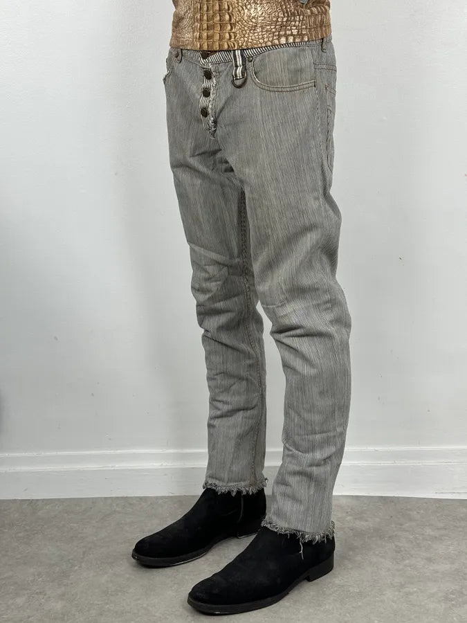 FW2002 Roberto Cavalli Stripes White & Blue Pants OACyzAw 2