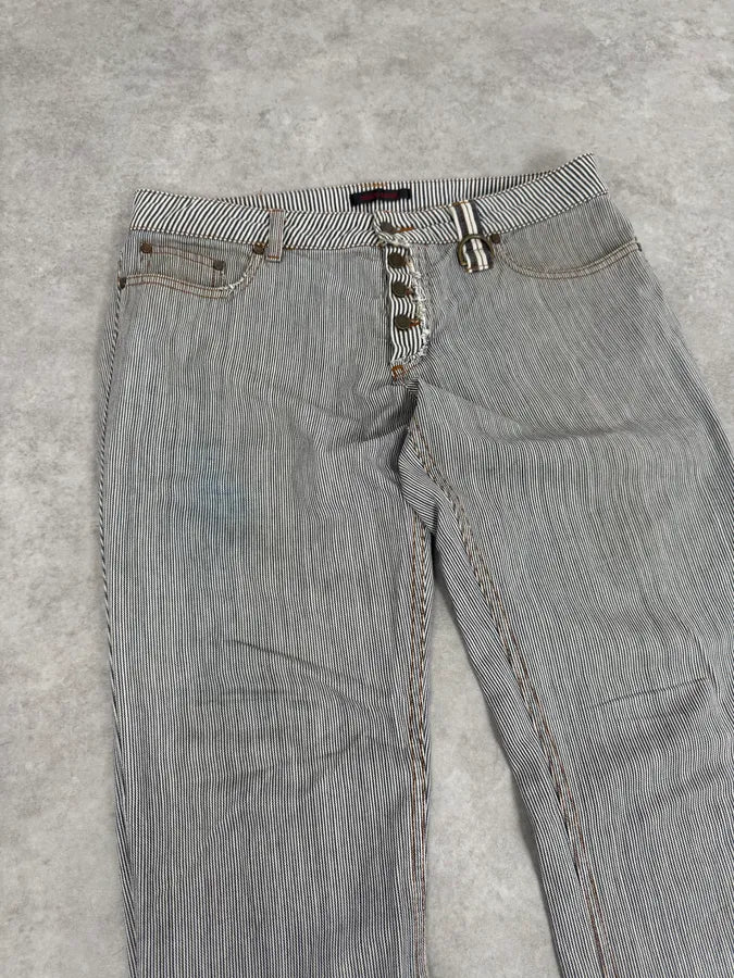 FW2002 Roberto Cavalli Stripes White & Blue Pants OACyzAw 4