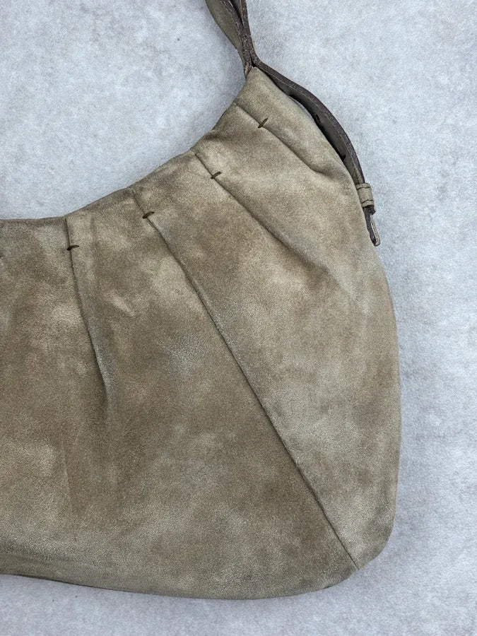 FW2002 Yves Saint Laurent Beige Suede Bone Horn Shoulder Bag TxRgfeP 6