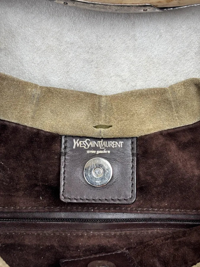 FW2002 Yves Saint Laurent Beige Suede Bone Horn Shoulder Bag TxRgfeP 14