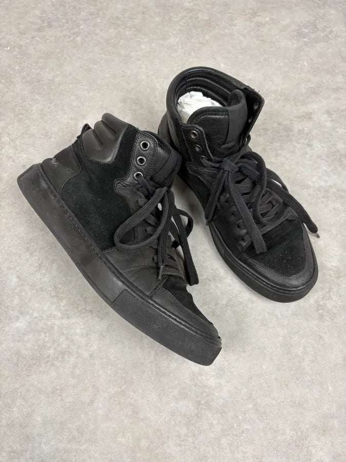 FW2002 Yves Saint Laurent Black Suede Leather High Sneakers vTLamFL 4