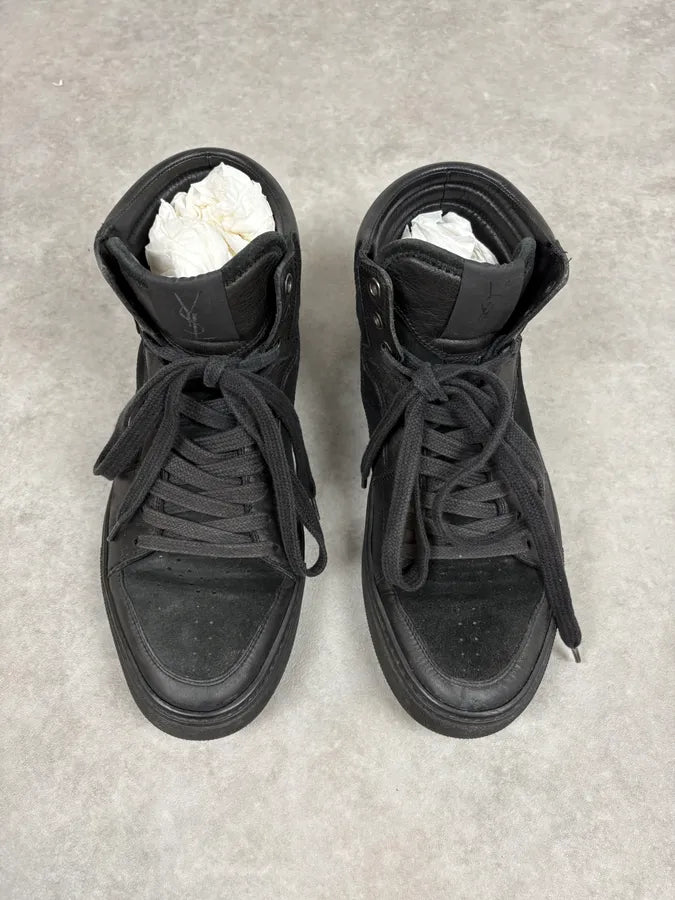 FW2002 Yves Saint Laurent Black Suede Leather High Sneakers vTLamFL 1