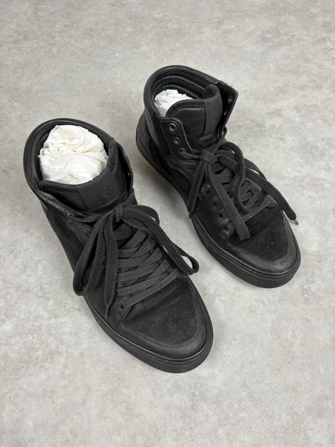 FW2002 Yves Saint Laurent Black Suede Leather High Sneakers vTLamFL 3