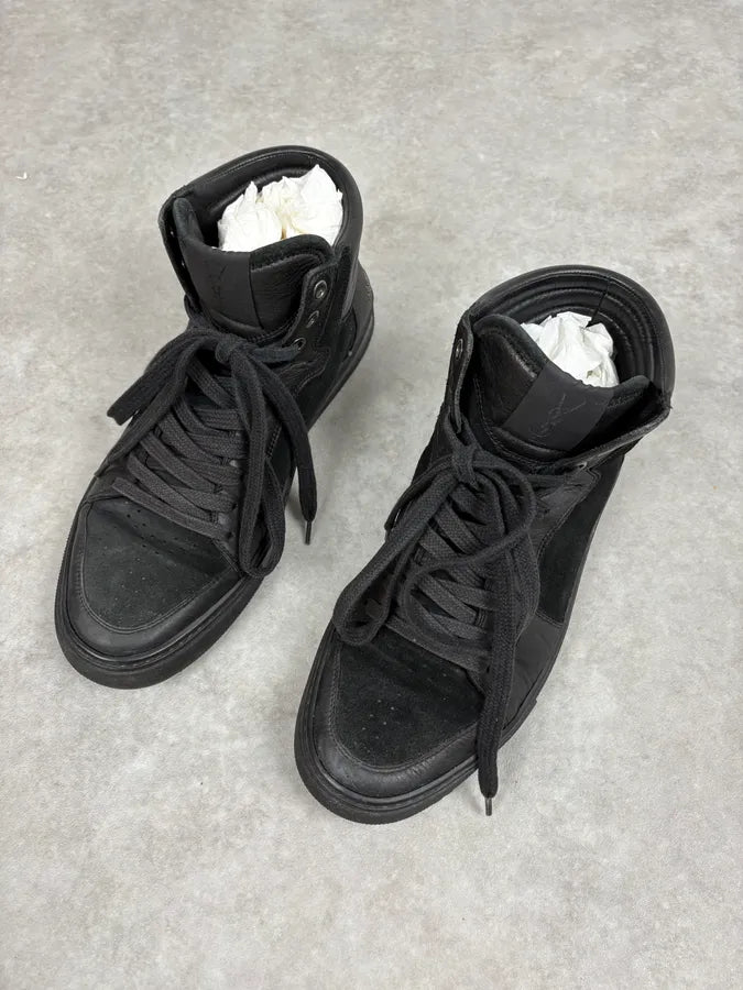 FW2002 Yves Saint Laurent Black Suede Leather High Sneakers vTLamFL 2