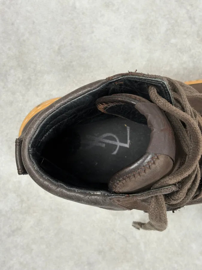 FW2002 Yves Saint Laurent Brown Leather High Sneakers TWPVCaS 8