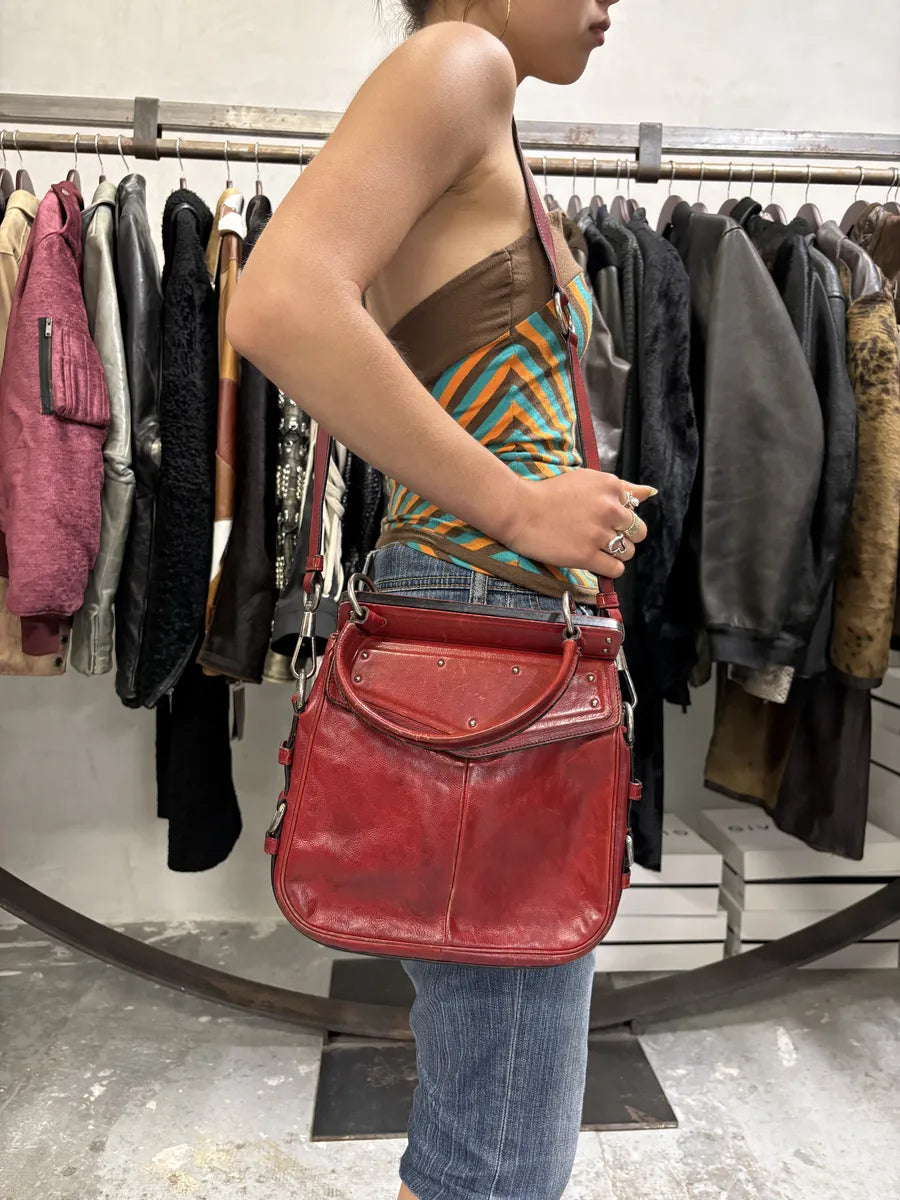 FW2002 Yves Saint Laurent Crossbody Red Leather Bag (OS) kysBRvl 3