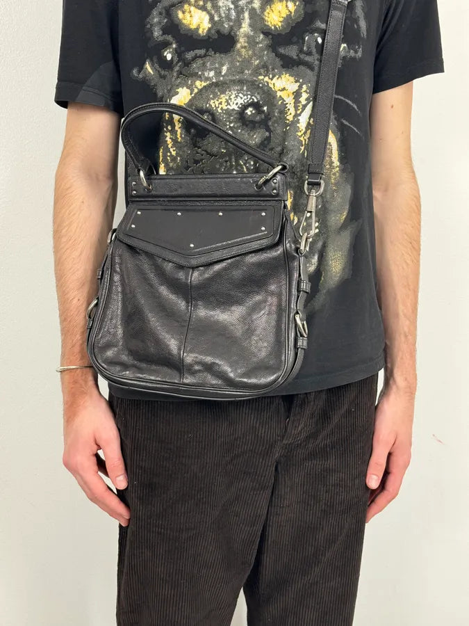 FW2002 Yves Saint Laurent Momba Black Hybrid Leather Shoulder Bag eIkJJLU 2