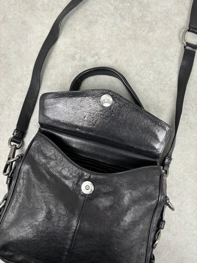 FW2002 Yves Saint Laurent Momba Black Hybrid Leather Shoulder Bag eIkJJLU 7