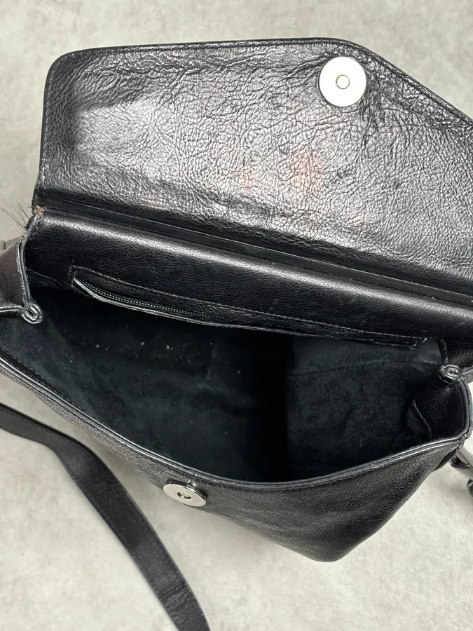 FW2002 Yves Saint Laurent Momba Black Hybrid Leather Shoulder Bag eIkJJLU 6