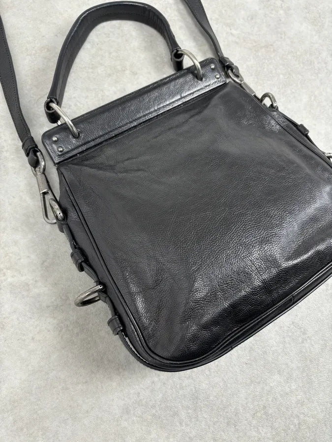 FW2002 Yves Saint Laurent Momba Black Hybrid Leather Shoulder Bag eIkJJLU 5