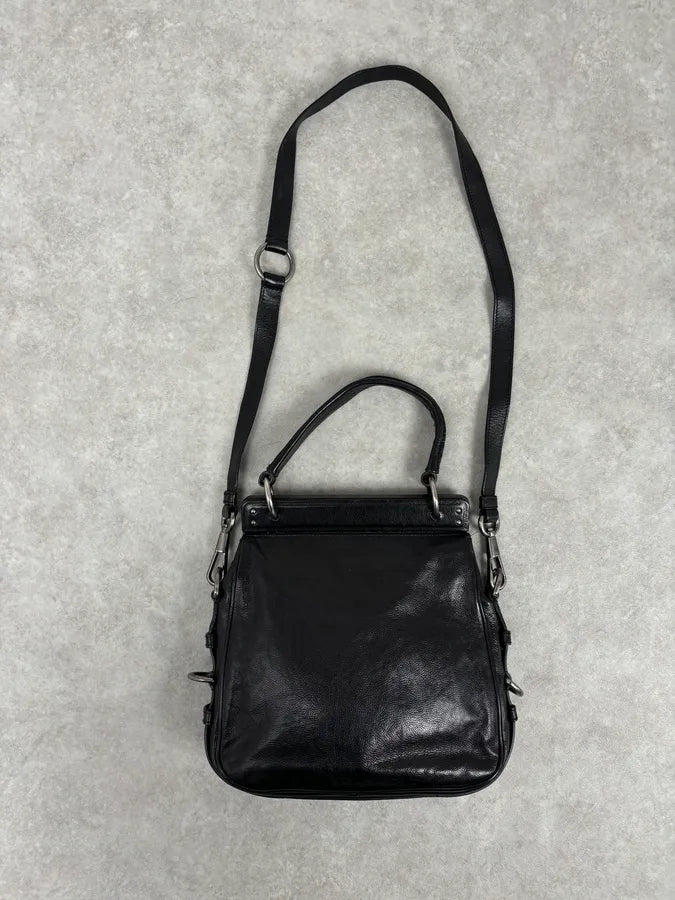 FW2002 Yves Saint Laurent Momba Black Hybrid Leather Shoulder Bag eIkJJLU 4