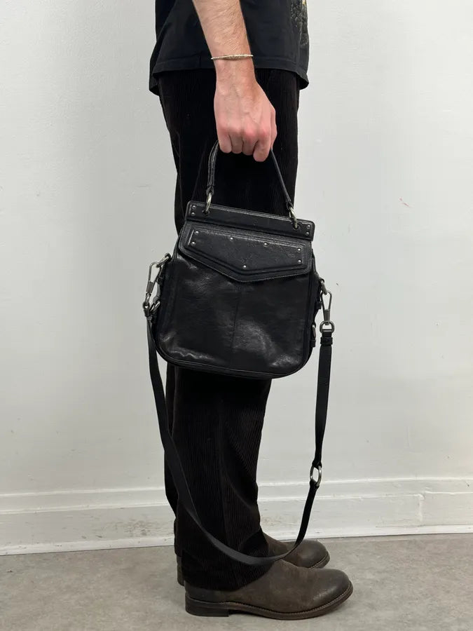 FW2002 Yves Saint Laurent Momba Black Hybrid Leather Shoulder Bag eIkJJLU 1