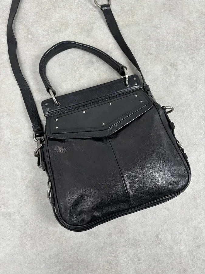 FW2002 Yves Saint Laurent Momba Black Hybrid Leather Shoulder Bag eIkJJLU 3