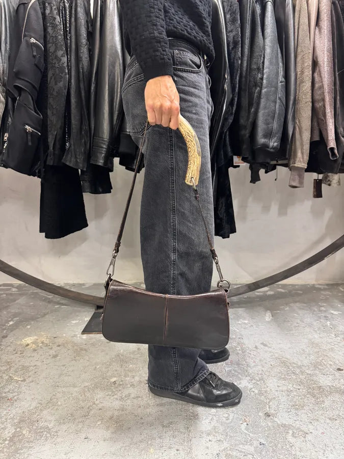 FW2002 Yves Saint Laurent Tom Ford Mombasa Horn Dark Brown Leather Shoulder Bag (OS) iRSanib 16