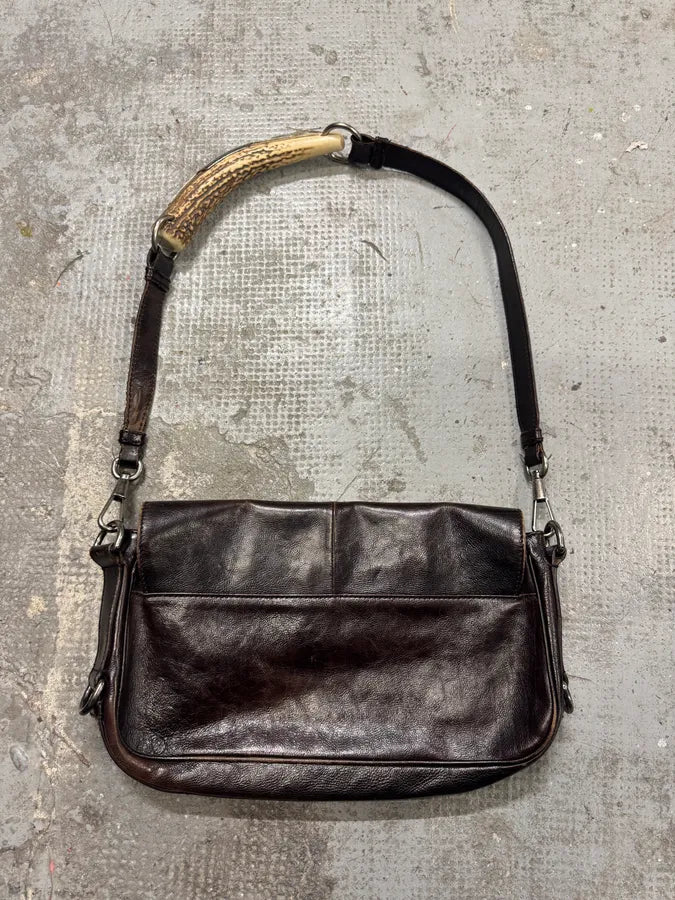 FW2002 Yves Saint Laurent Tom Ford Mombasa Horn Dark Brown Leather Shoulder Bag (OS) iRSanib 2
