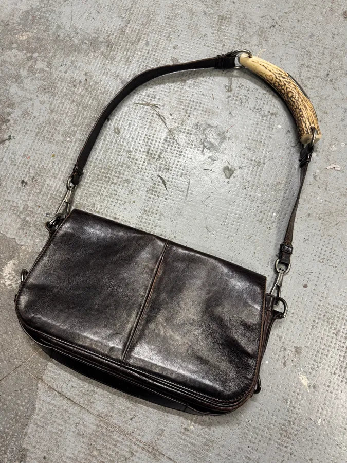 FW2002 Yves Saint Laurent Tom Ford Mombasa Horn Dark Brown Leather Shoulder Bag (OS) iRSanib 3