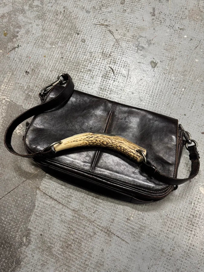 FW2002 Yves Saint Laurent Tom Ford Mombasa Horn Dark Brown Leather Shoulder Bag (OS) iRSanib 5
