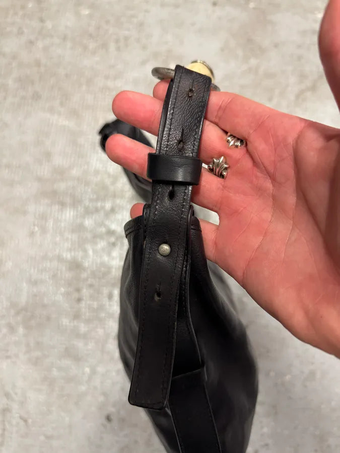 FW2002 Yves Saint Laurent Tom Ford Mombasa Organic Antler Horn Handle Black Leather Bag (OS) snfXdQR 6