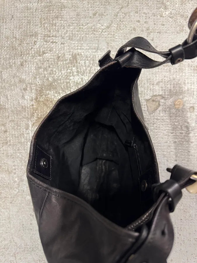 FW2002 Yves Saint Laurent Tom Ford Mombasa Organic Antler Horn Handle Black Leather Bag (OS) snfXdQR 9