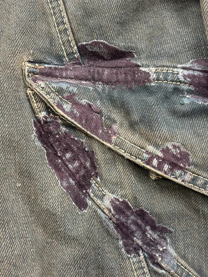 FW2003 Cavalli Irregular Brown Faded Velvet Denim Jacket vMzSDek 10
