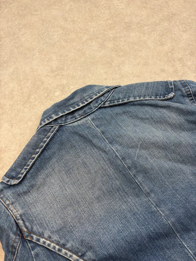 FW2003 Cavalli Minimalist Armor Denim Jacket giruHvF 7
