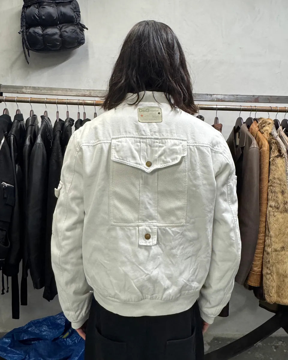 FW2003 Dolce & Gabbana Combat White Bomber Jacket (M) uJwOIku 3