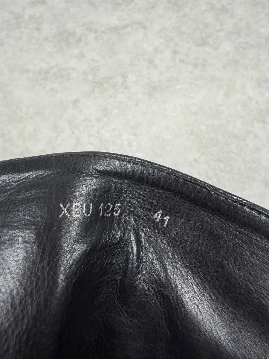 FW2003 Emporio Armani Black Leather High Biker Boots wlGduRD 10