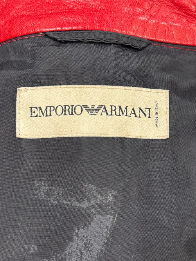 FW2003 Emporio Armani Red Fight Club Leather Jacket ajgdbYu 8