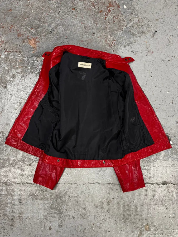 FW2003 Emporio Armani Red Fight Club Leather Jacket ajgdbYu 6