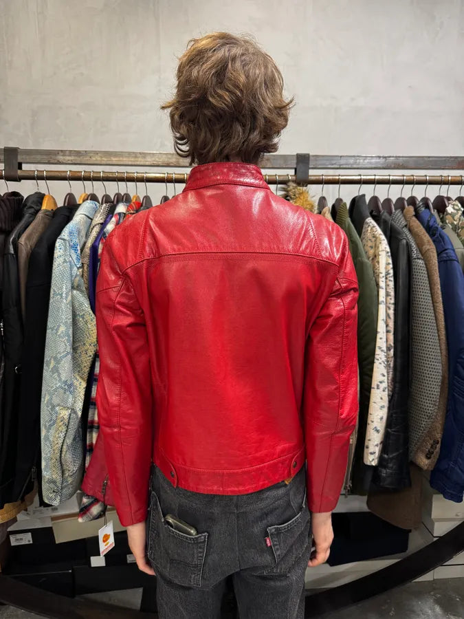 FW2003 Emporio Armani Red Fight Club Leather Jacket ajgdbYu 4