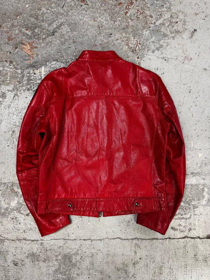 FW2003 Emporio Armani Red Fight Club Leather Jacket ajgdbYu 3