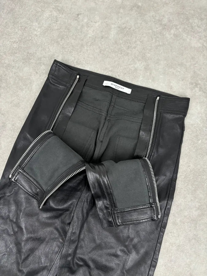 2010s Givenchy Black Leather Multi-Zip Skinny Pants QxueuRX 5