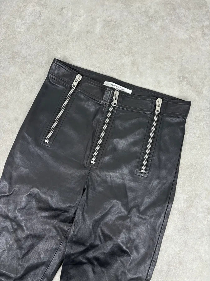 2010s Givenchy Black Leather Multi-Zip Skinny Pants QxueuRX 4