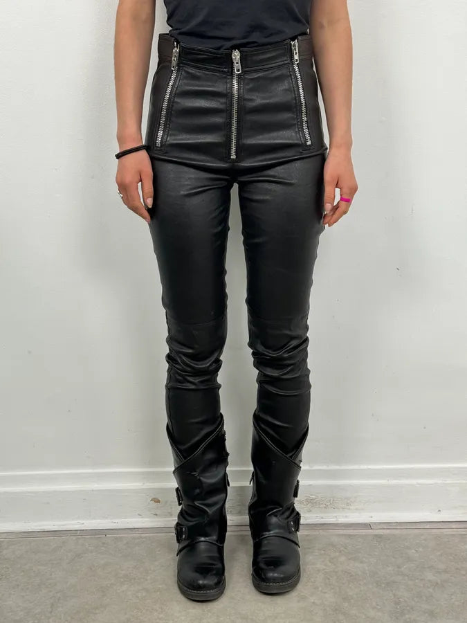 2010s Givenchy Black Leather Multi-Zip Skinny Pants QxueuRX 1