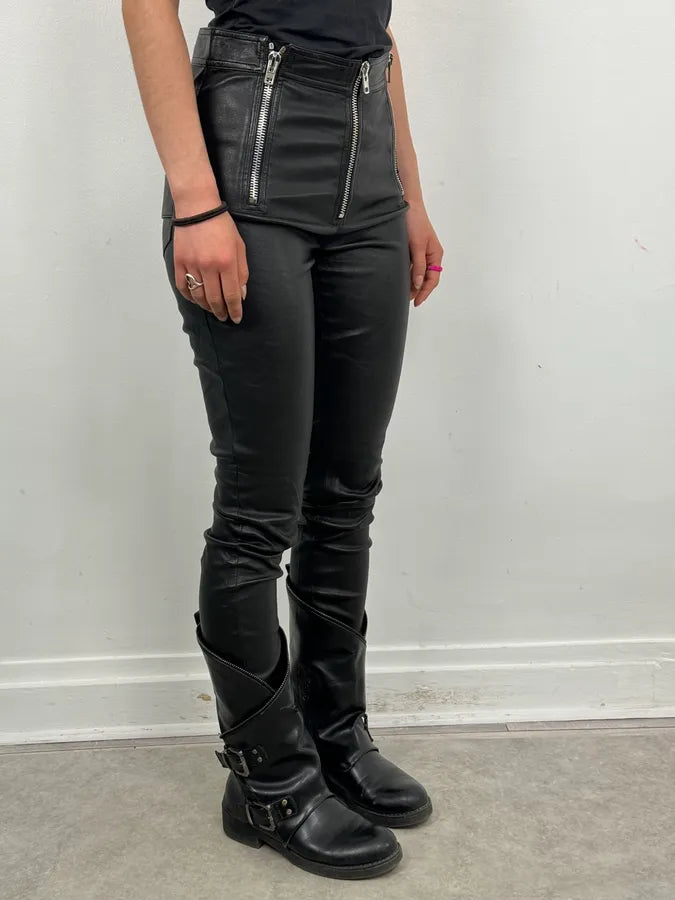 2010s Givenchy Black Leather Multi-Zip Skinny Pants QxueuRX 2